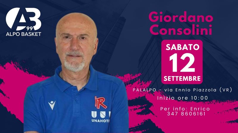 Giordano Consolini il 12 settembre protagonista al Clinic di Alpo 